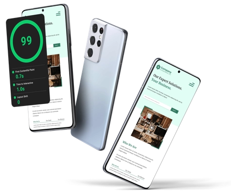 Mobile website design with Lighthouse performance score